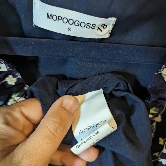 NWOT midi long navy blue floral dress full lined size S - Picture 5 of 7